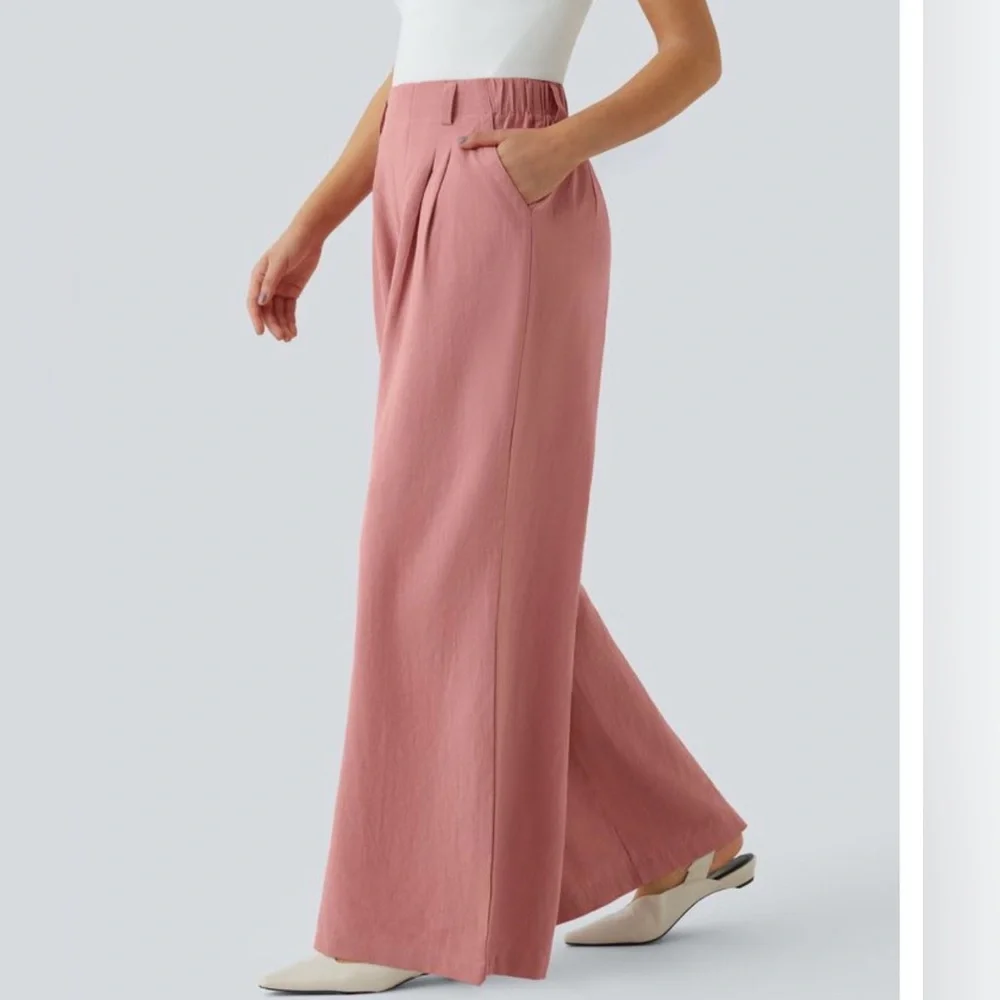 Halara High Waisted Pocket Wide Leg Flowy Solid Palazzo NWT Size L - Picture 3 of 12